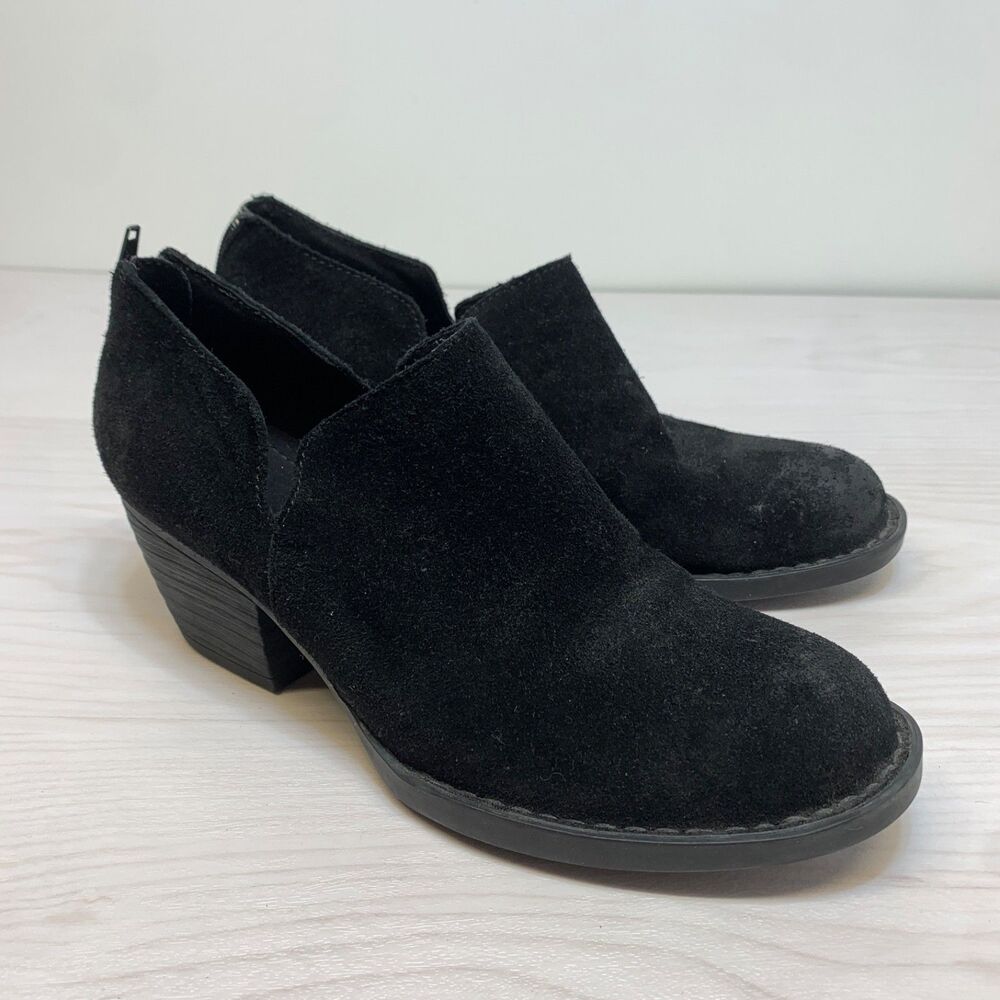 Born Antonia Black Nubuck Distressed Suede Ankle Booties Western Boots Women 8.5